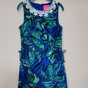Lilly Pulitzer Women Donna Sleeveless  Tropical Blue Green Romper Sz 4 Preowned